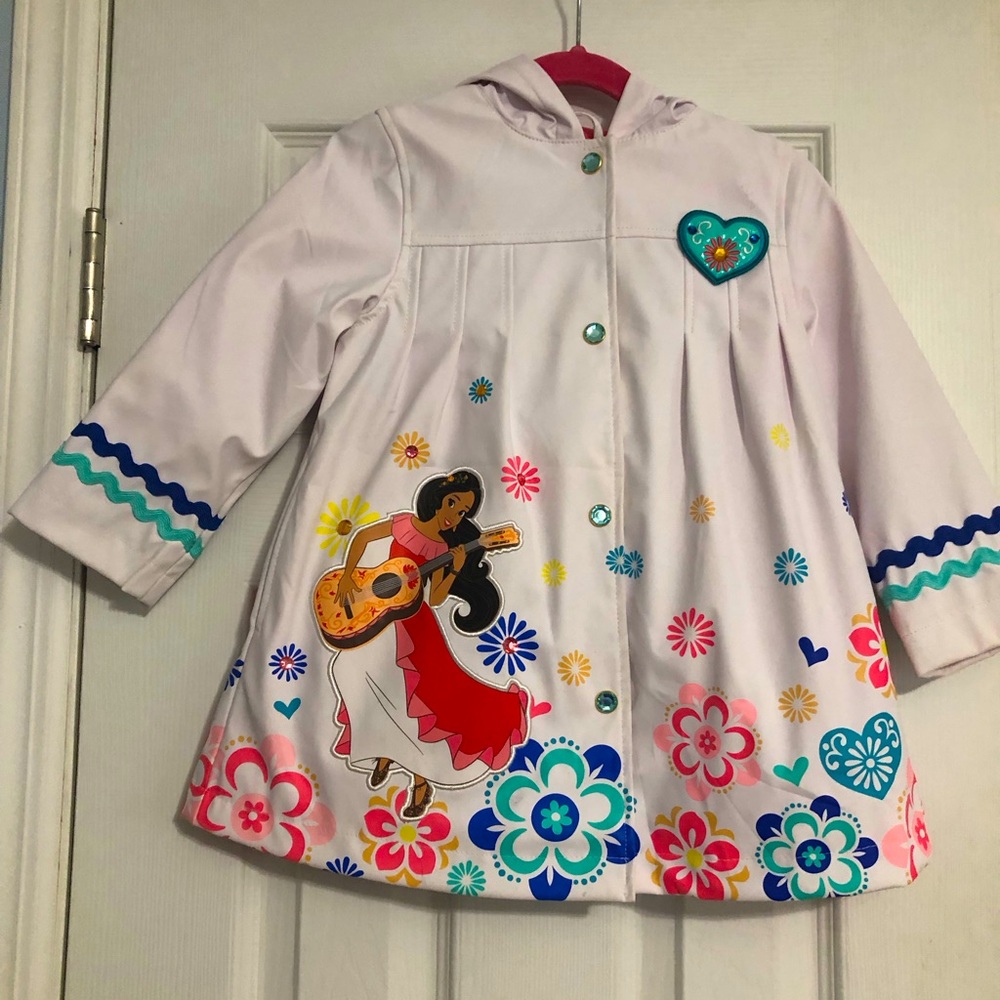 Disney Elena of Avalor rain jacket girls size 3 gem snap closure hooded